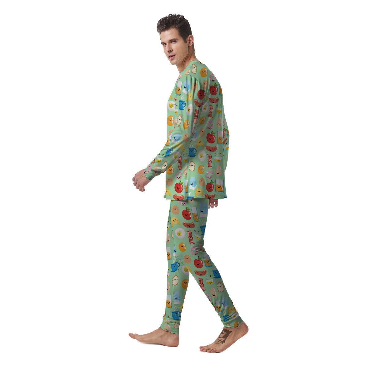 Breakfast Cartoon Print Pattern Men's Pajamas-grizzshop