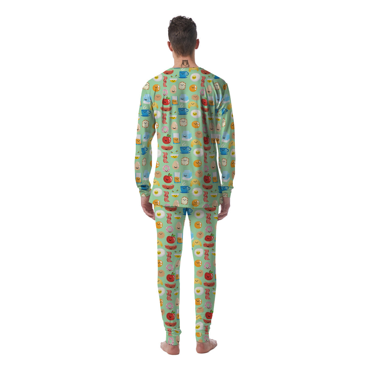 Breakfast Cartoon Print Pattern Men's Pajamas-grizzshop