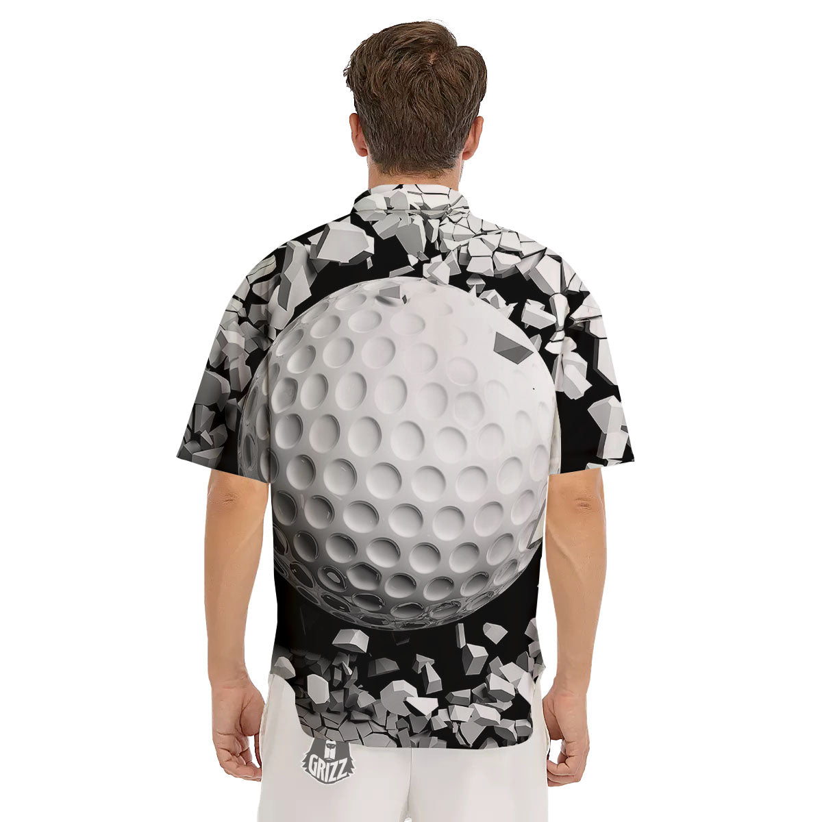 Breaking Wall Golf Ball Print Men's Short Sleeve Shirts-grizzshop