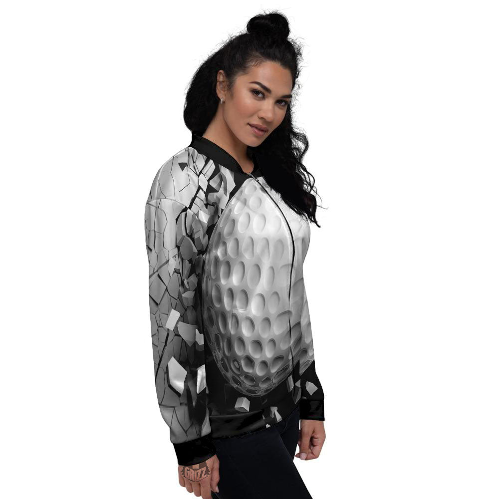 Breaking Wall Golf Ball Print Women's Bomber Jacket-grizzshop