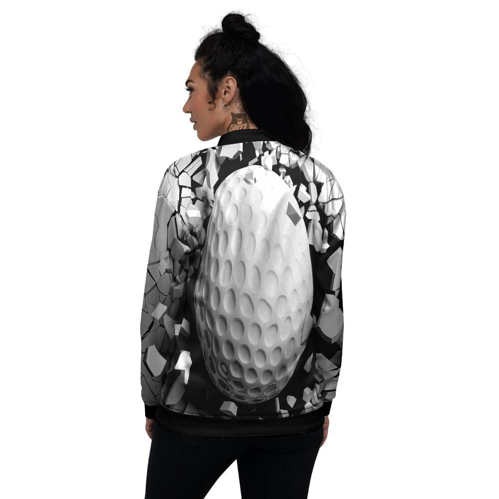 Breaking Wall Golf Ball Print Women's Bomber Jacket-grizzshop