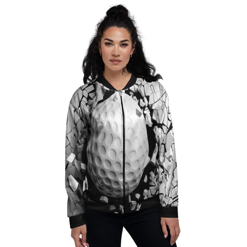 Breaking Wall Golf Ball Print Women's Bomber Jacket-grizzshop