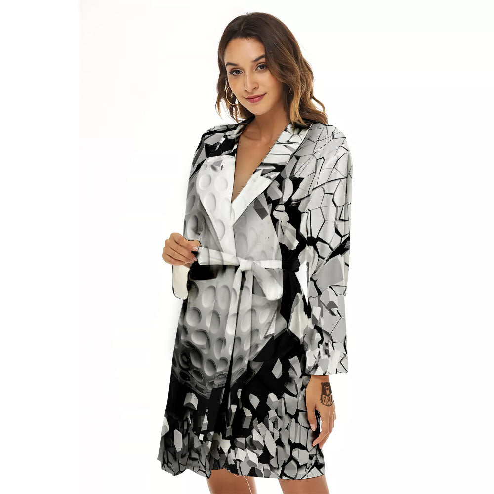 Breaking Wall Golf Ball Print Women's Robe-grizzshop