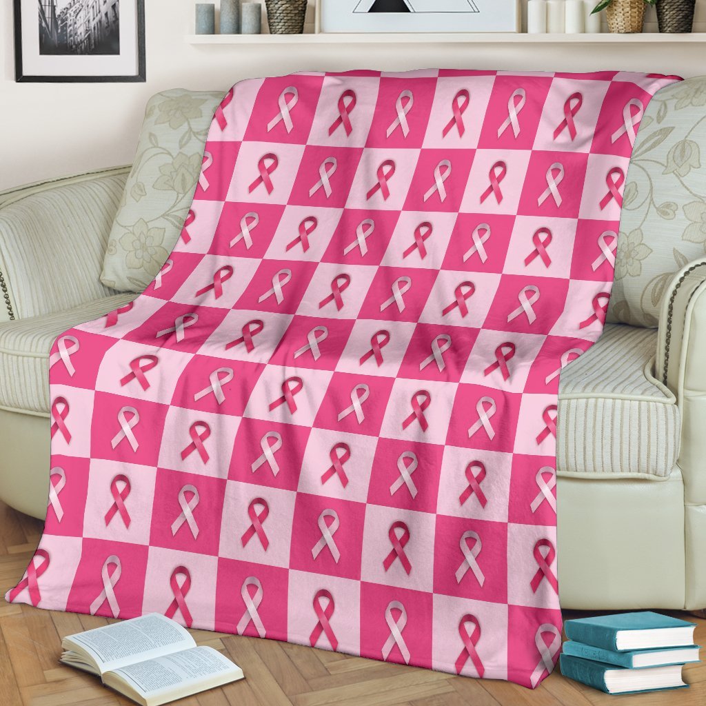 Breast Cancer Awareness Pink Ribbon Pattern Print Blanket-grizzshop