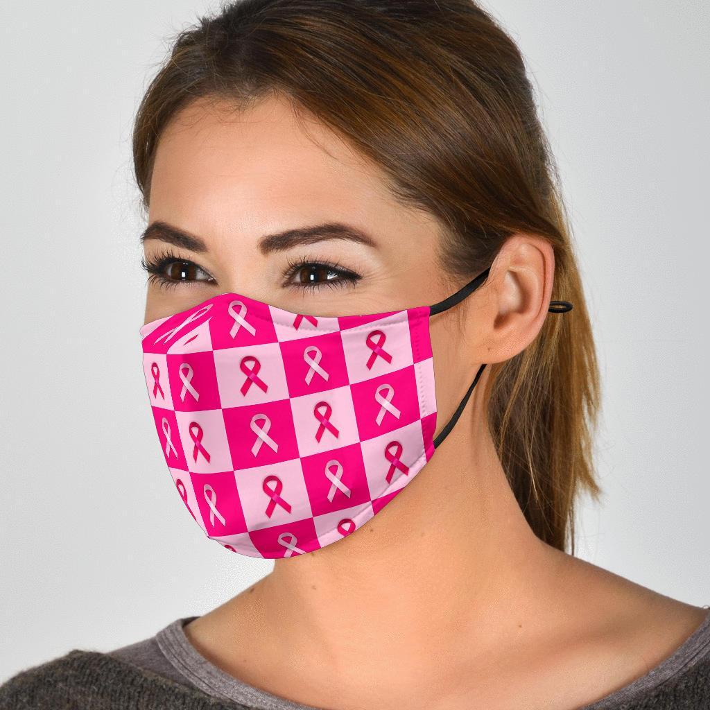 Breast Cancer Awareness Pink Ribbon Pattern Print Face Mask-grizzshop