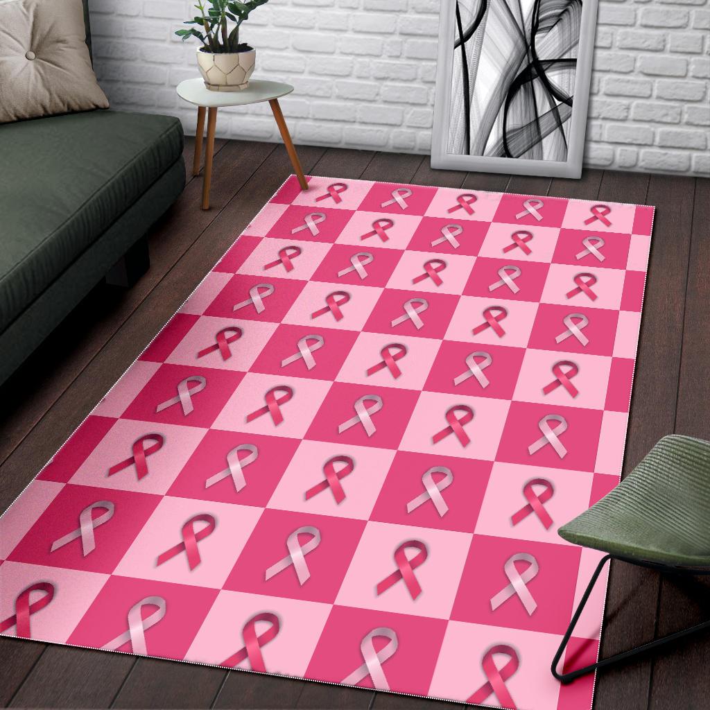 Breast Cancer Awareness Pink Ribbon Pattern Print Floor Mat-grizzshop