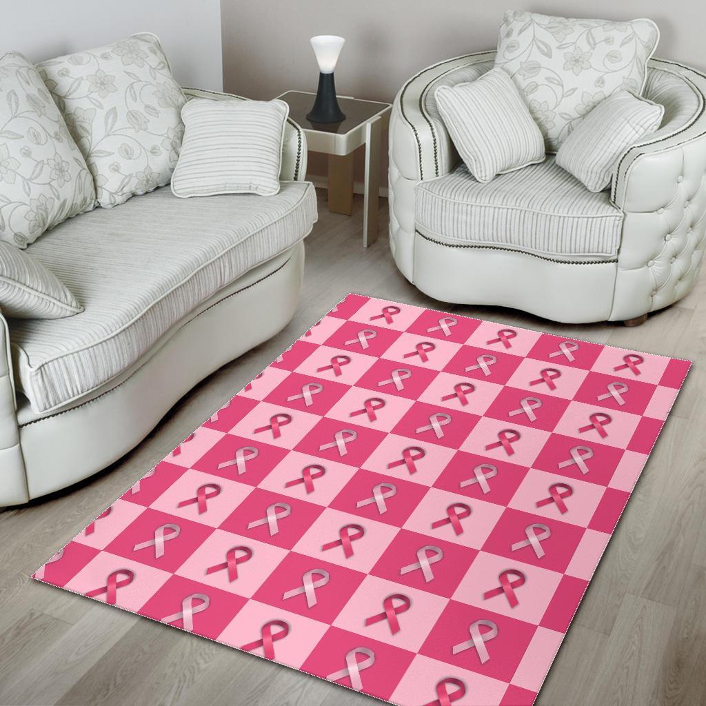 Breast Cancer Awareness Pink Ribbon Pattern Print Floor Mat-grizzshop