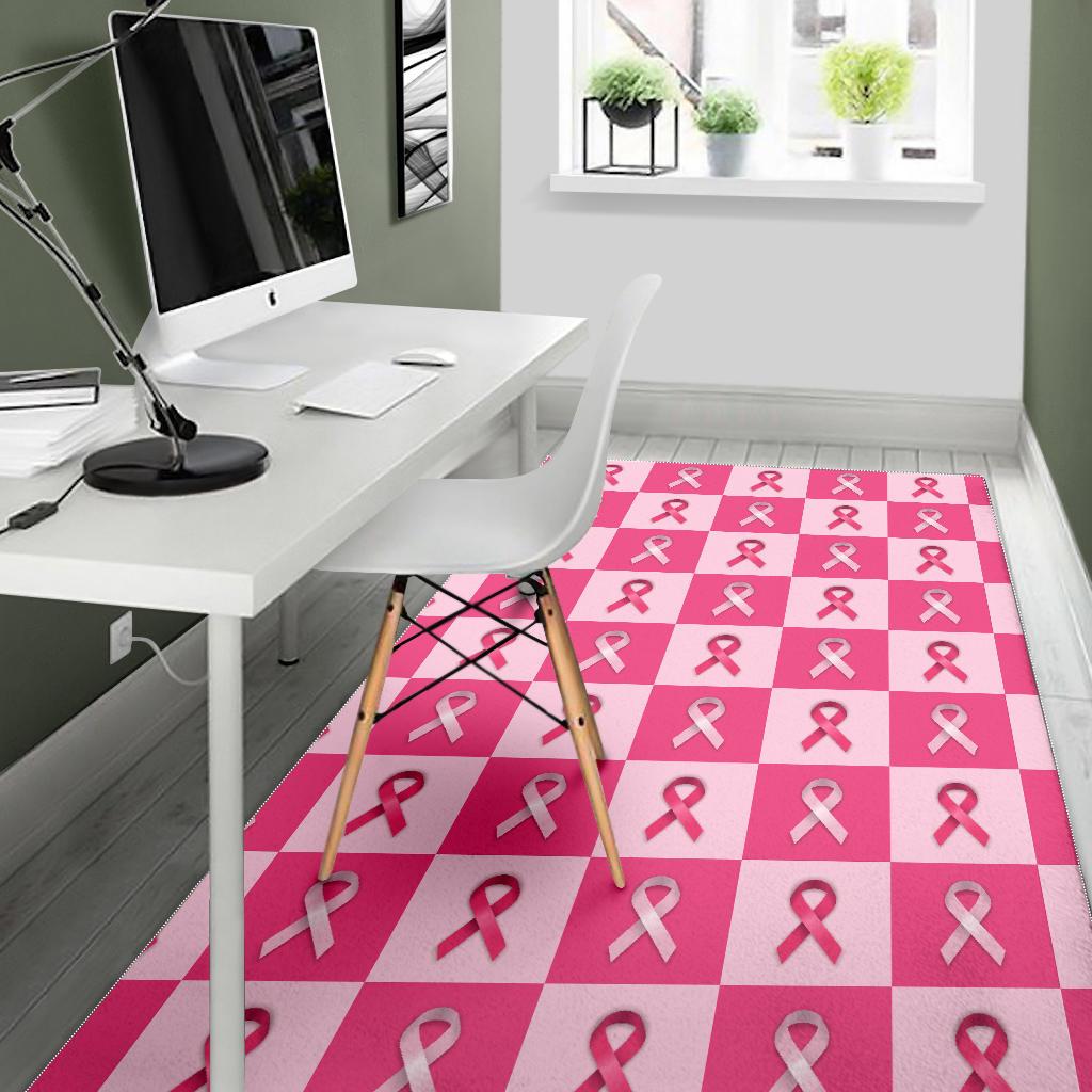 Breast Cancer Awareness Pink Ribbon Pattern Print Floor Mat-grizzshop