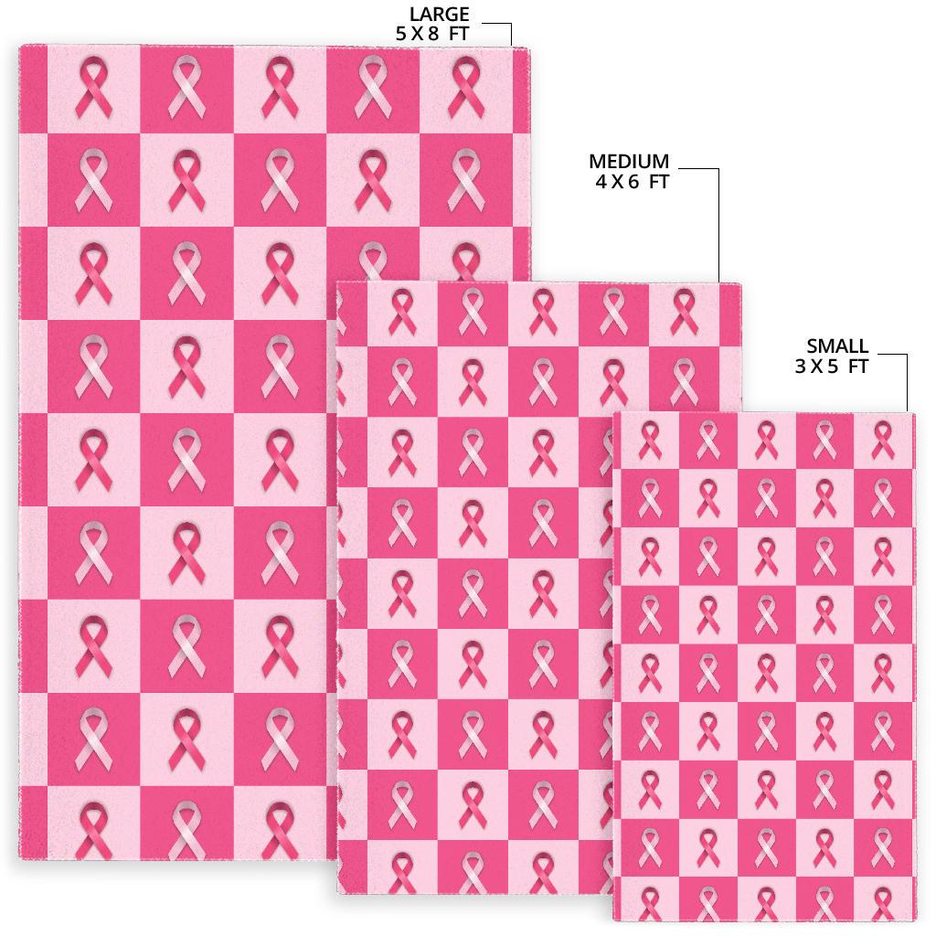 Breast Cancer Awareness Pink Ribbon Pattern Print Floor Mat-grizzshop