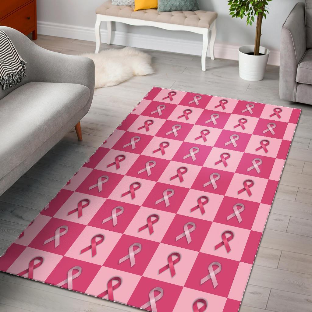 Breast Cancer Awareness Pink Ribbon Pattern Print Floor Mat-grizzshop