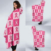 Breast Cancer Awareness Pink Ribbon Pattern Print Hooded Blanket-grizzshop