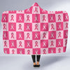 Breast Cancer Awareness Pink Ribbon Pattern Print Hooded Blanket-grizzshop