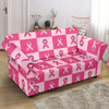 Breast Cancer Awareness Pink Ribbon Pattern Print Loveseat Cover-grizzshop