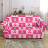 Breast Cancer Awareness Pink Ribbon Pattern Print Loveseat Cover-grizzshop