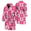 Breast Cancer Awareness Pink Ribbon Pattern Print Men Long Robe-grizzshop