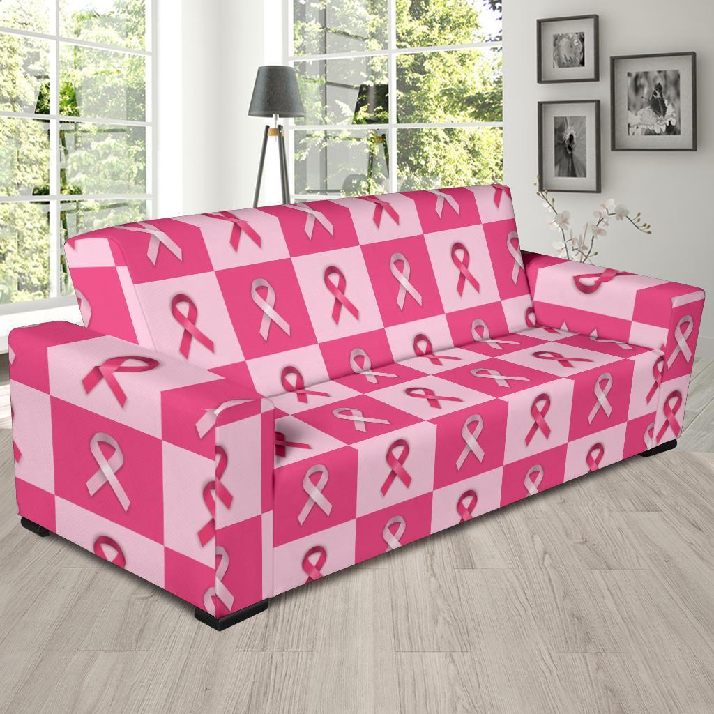 Breast Cancer Awareness Pink Ribbon Pattern Print Sofa Covers-grizzshop