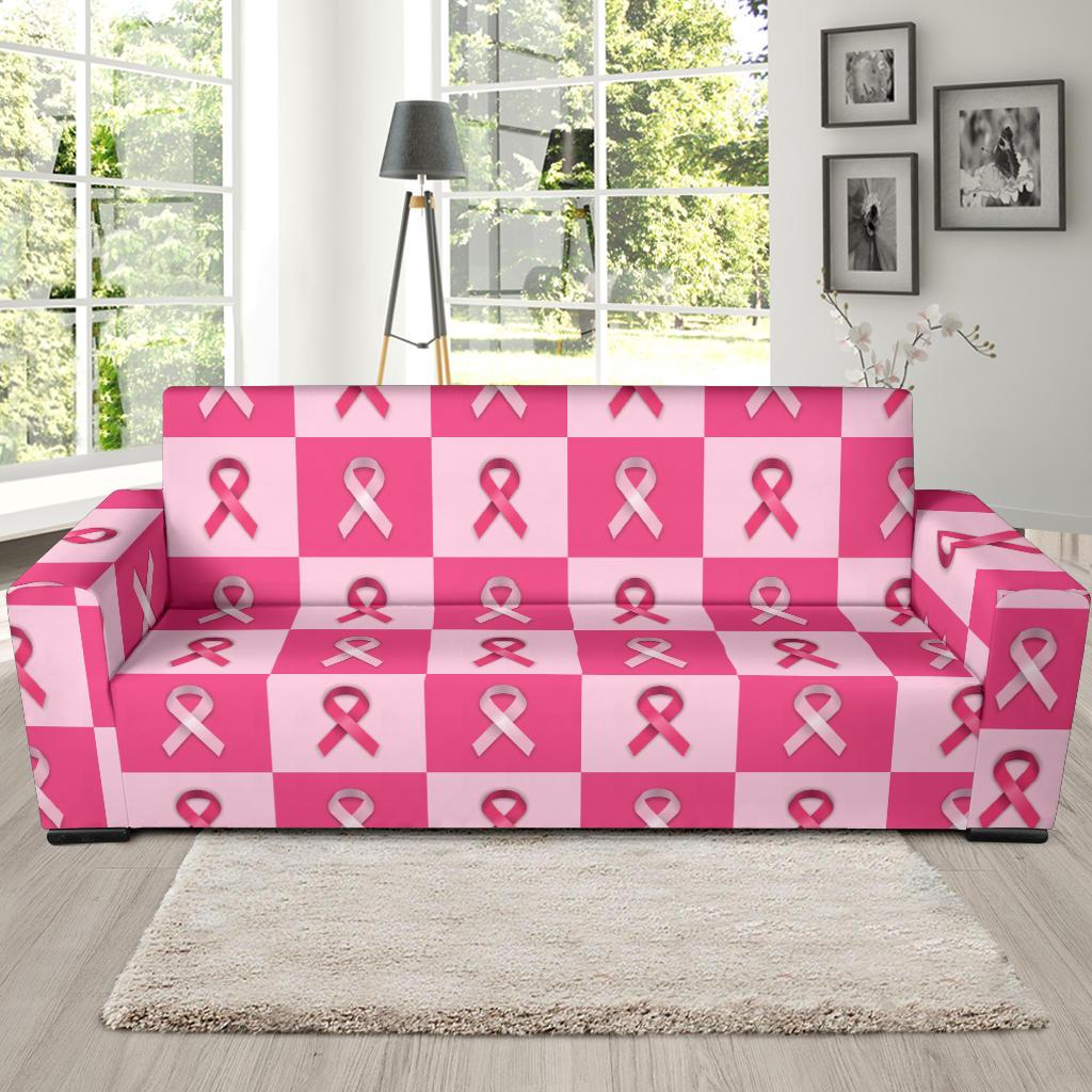 Breast Cancer Awareness Pink Ribbon Pattern Print Sofa Covers-grizzshop