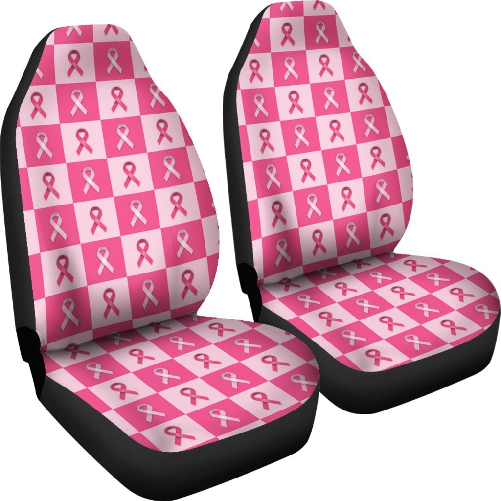 Breast Cancer Awareness Pink Ribbon Pattern Print Universal Fit Car Seat Cover-grizzshop