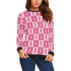 Breast Cancer Awareness Pink Ribbon Pattern Print Women Crewneck Sweatshirt-grizzshop