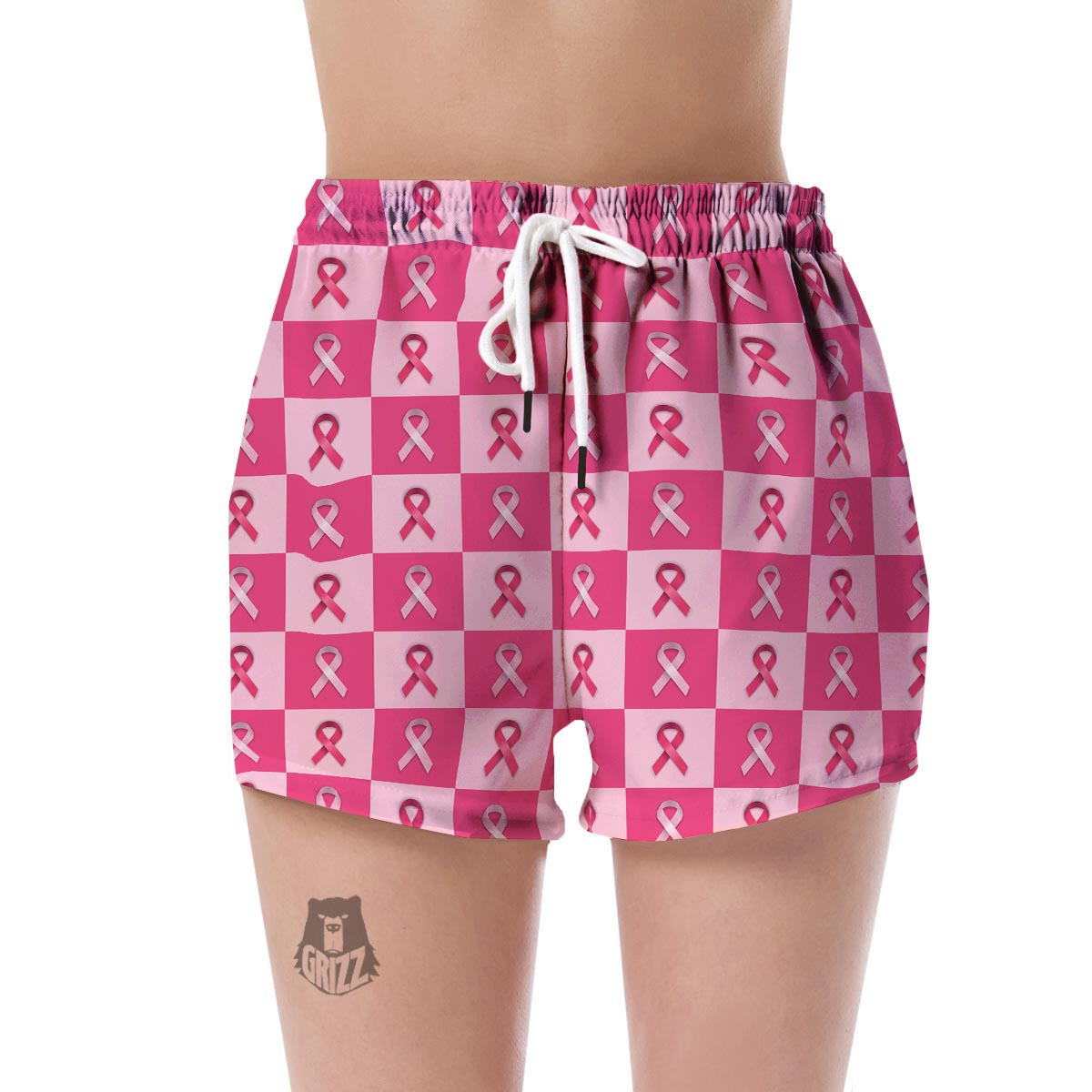 Breast Cancer Awareness Pink Ribbon Pattern Print Women's Shorts-grizzshop
