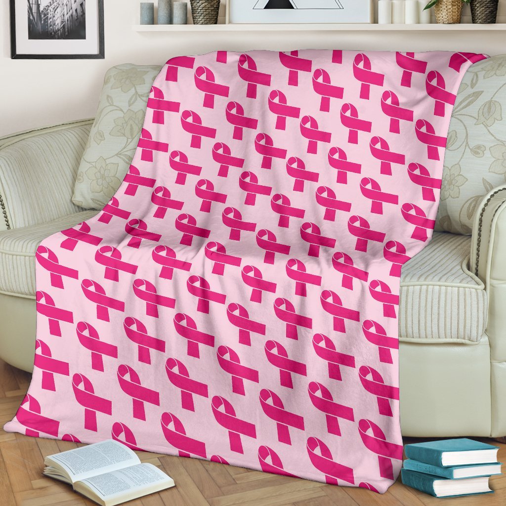 Breast Cancer Awareness Pink Ribbon Print Pattern Blanket-grizzshop