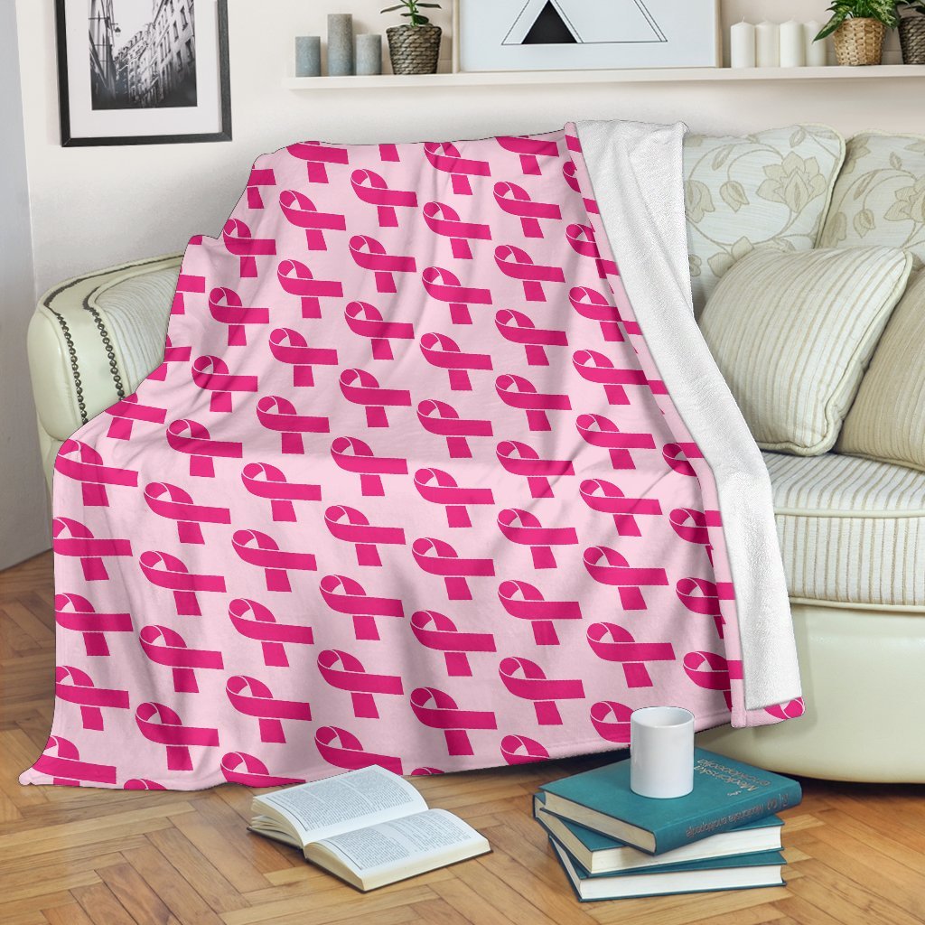 Breast Cancer Awareness Pink Ribbon Print Pattern Blanket-grizzshop