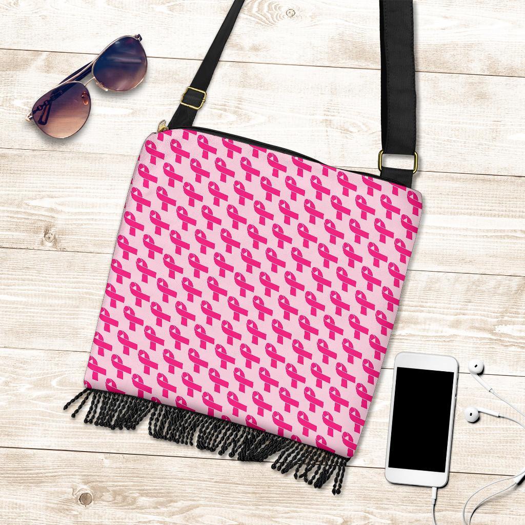 Breast Cancer Awareness Pink Ribbon Print Pattern Crossbody Bags-grizzshop