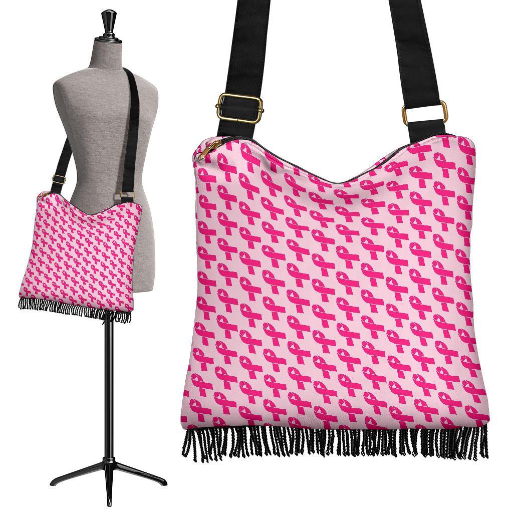 Breast Cancer Awareness Pink Ribbon Print Pattern Crossbody Bags-grizzshop