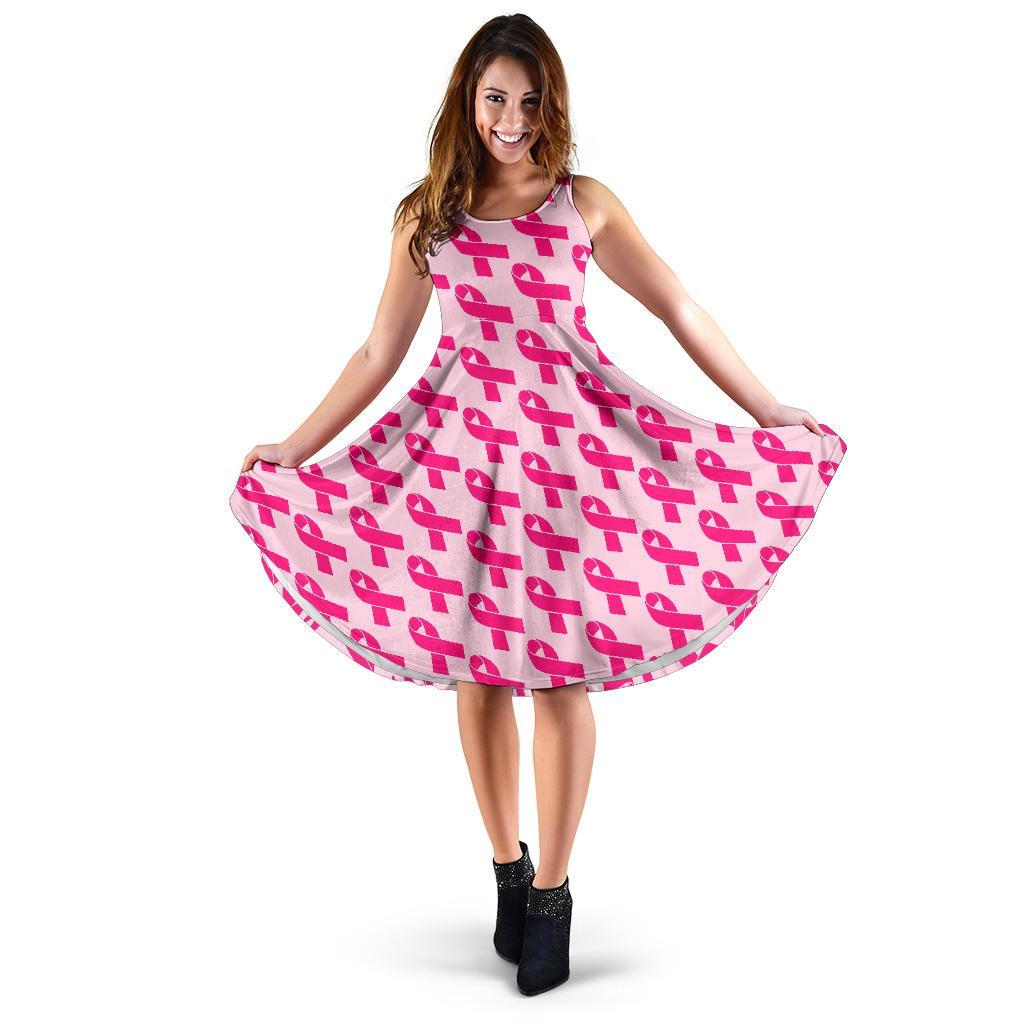Breast Cancer Awareness Pink Ribbon Print Pattern Dress-grizzshop