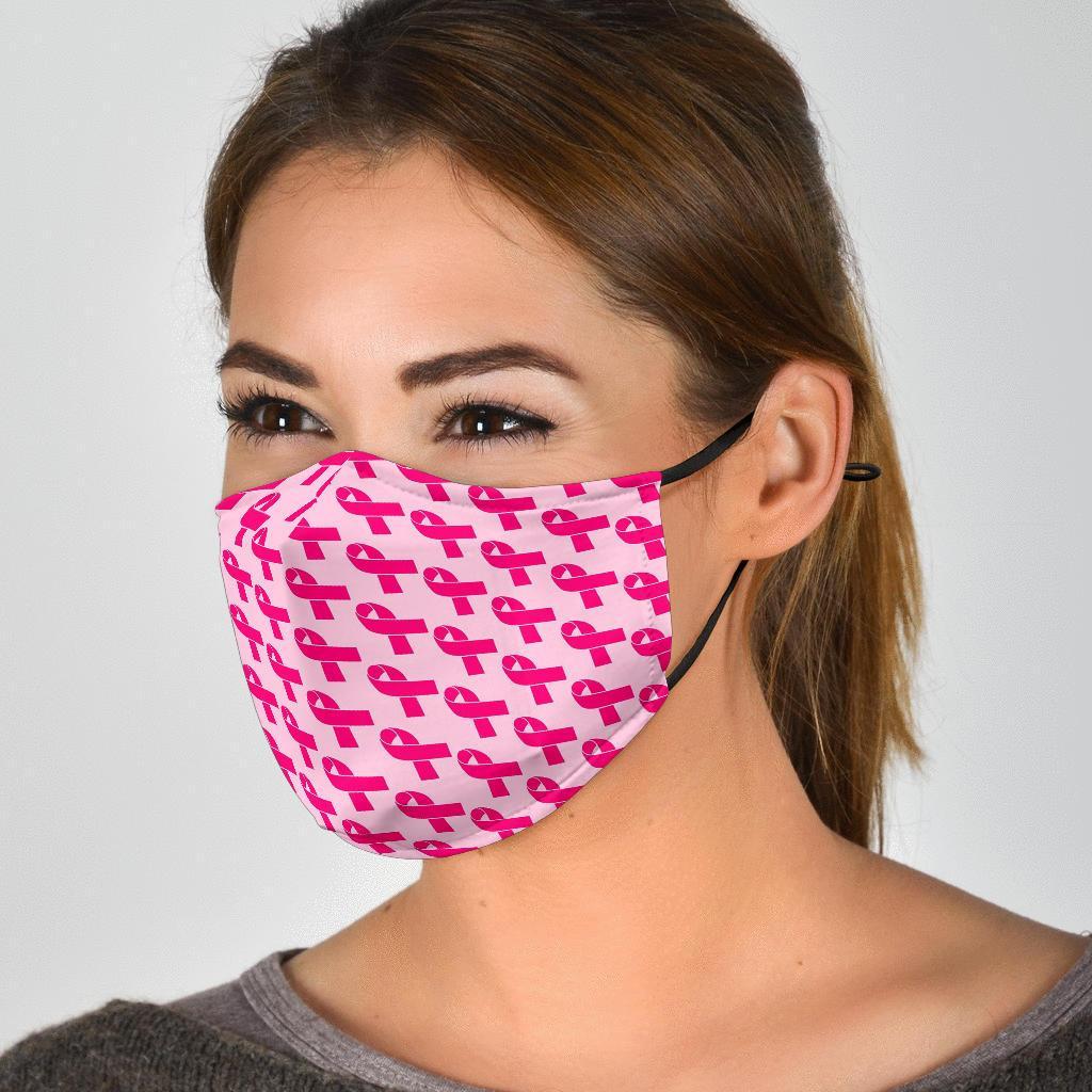 Breast Cancer Awareness Pink Ribbon Print Pattern Face Mask-grizzshop