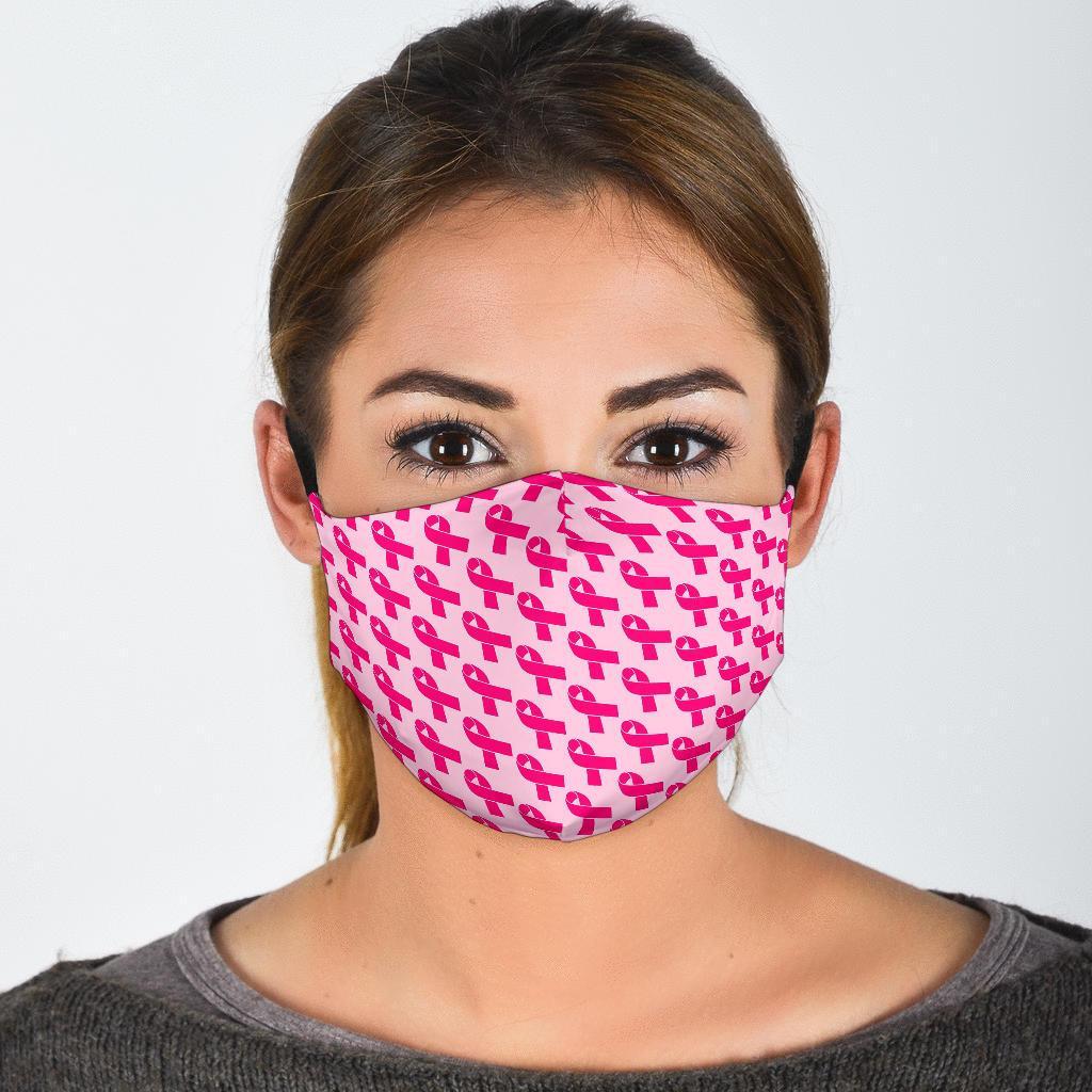 Breast Cancer Awareness Pink Ribbon Print Pattern Face Mask-grizzshop