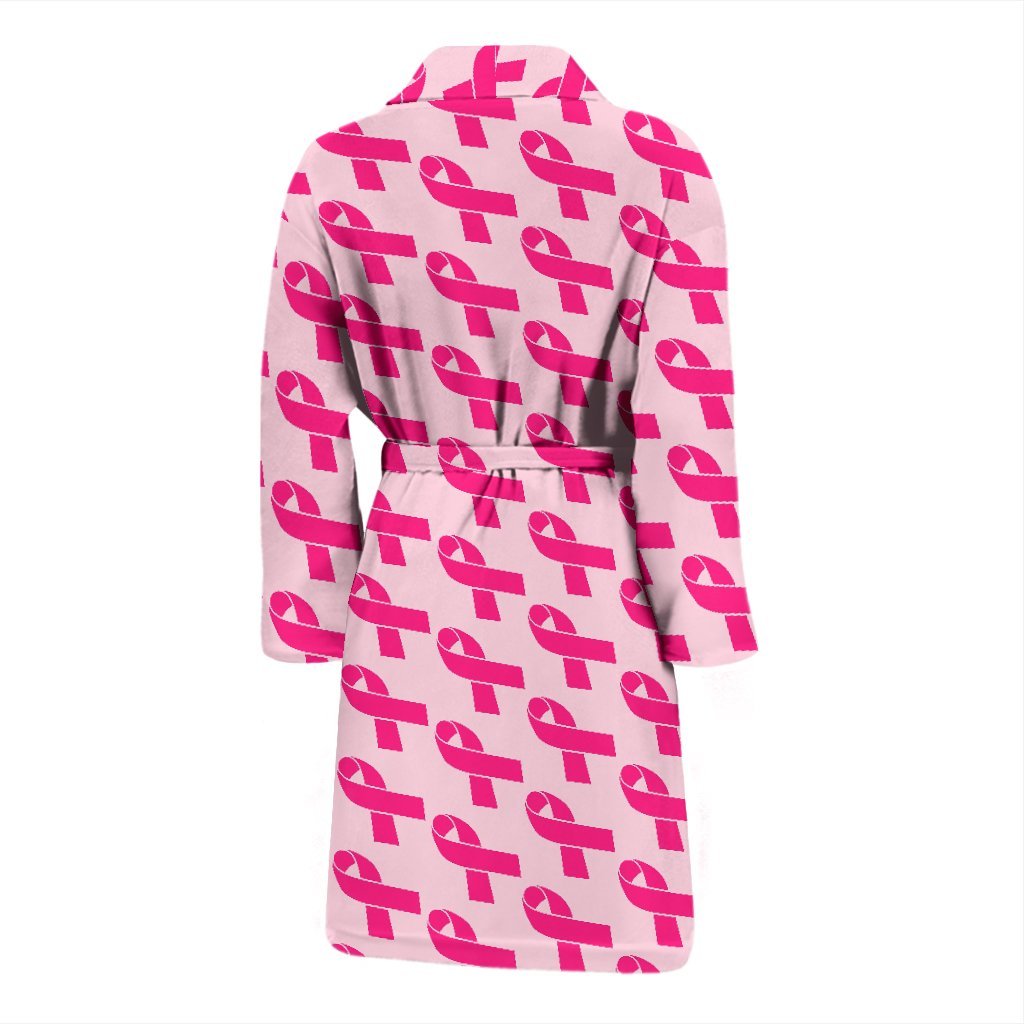 Breast Cancer Awareness Pink Ribbon Print Pattern Men Long Robe-grizzshop