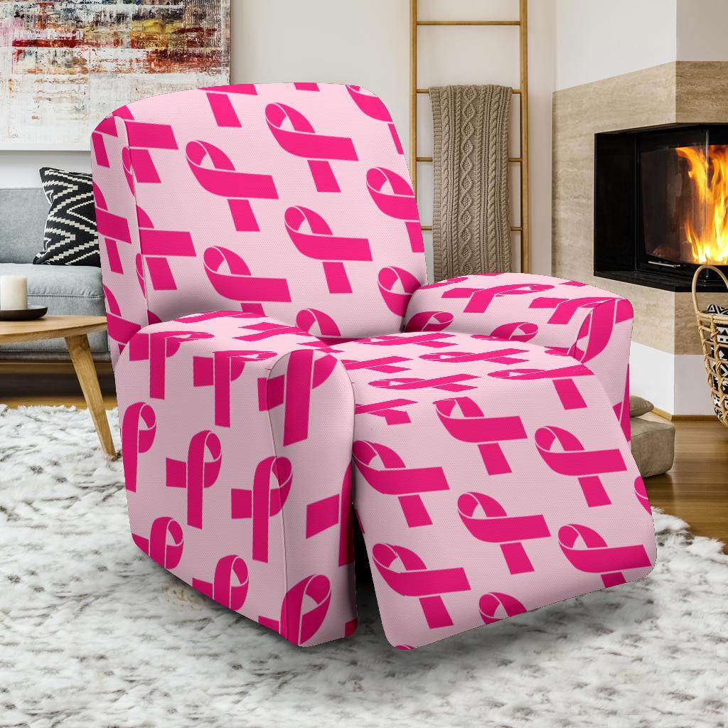 Breast Cancer Awareness Pink Ribbon Print Pattern Recliner Cover-grizzshop