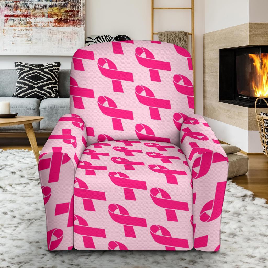 Breast Cancer Awareness Pink Ribbon Print Pattern Recliner Cover-grizzshop