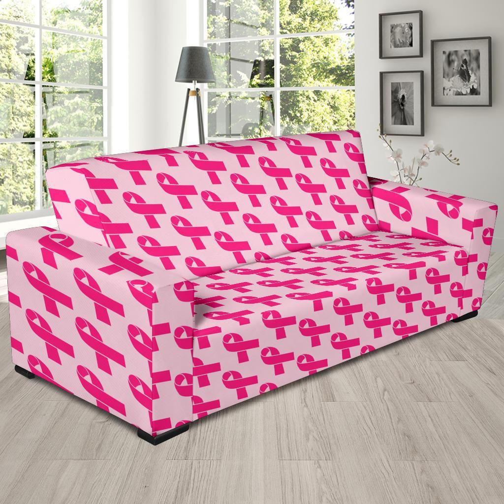 Breast Cancer Awareness Pink Ribbon Print Pattern Sofa Covers-grizzshop