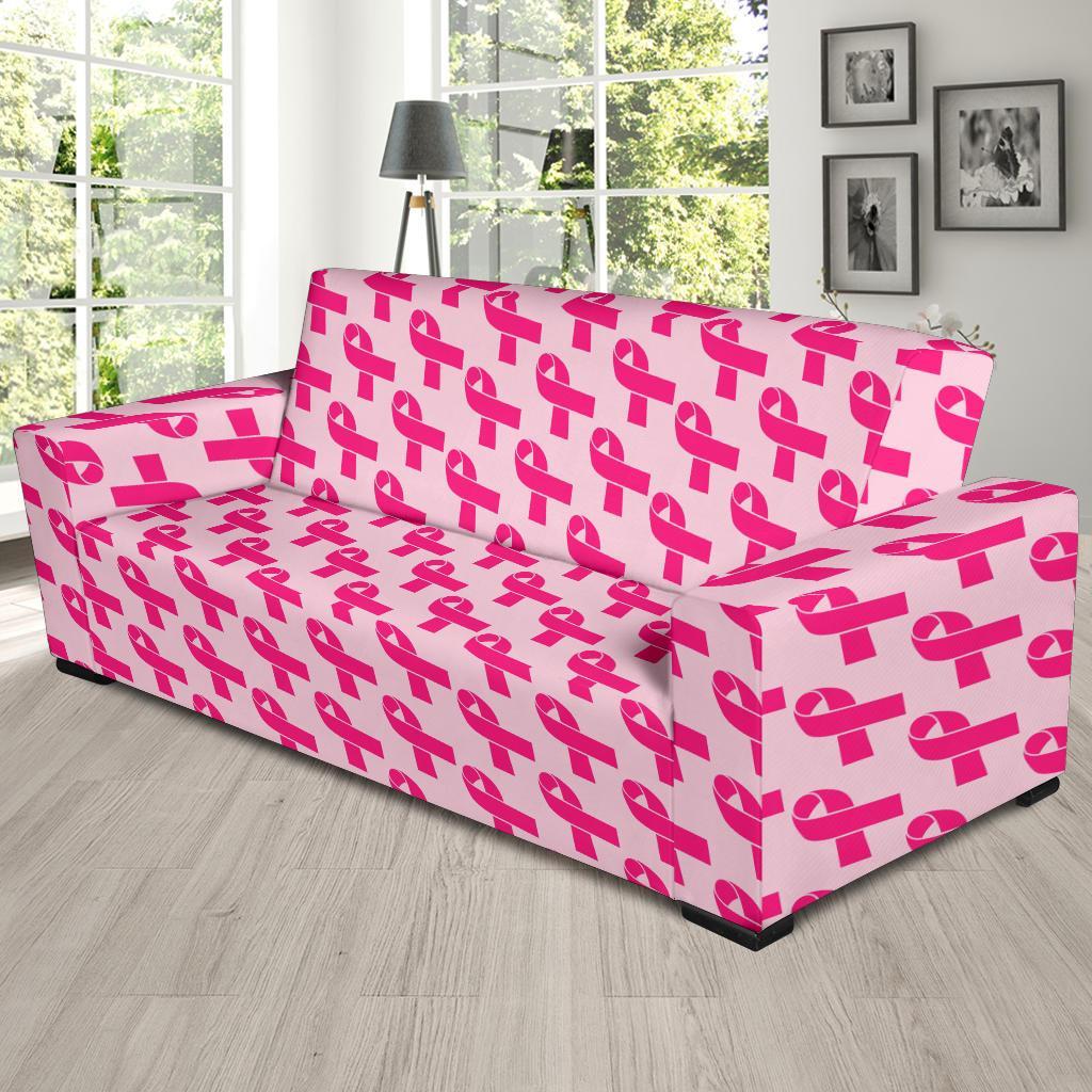 Breast Cancer Awareness Pink Ribbon Print Pattern Sofa Covers-grizzshop