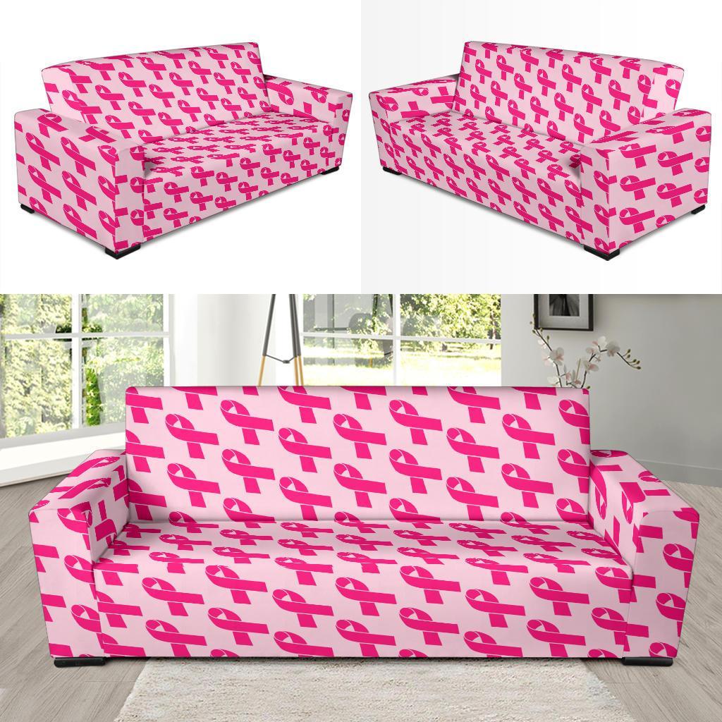 Breast Cancer Awareness Pink Ribbon Print Pattern Sofa Covers-grizzshop