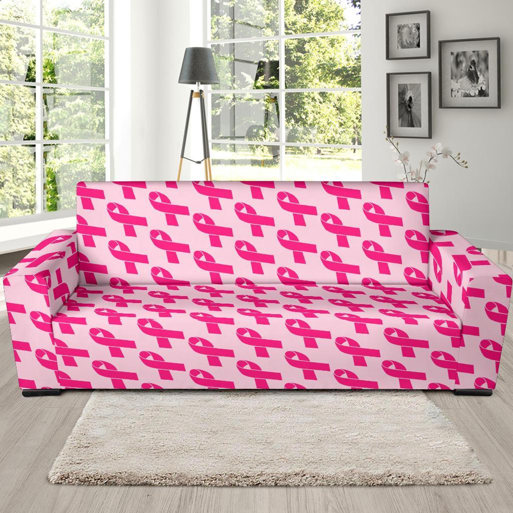 Breast Cancer Awareness Pink Ribbon Print Pattern Sofa Covers-grizzshop