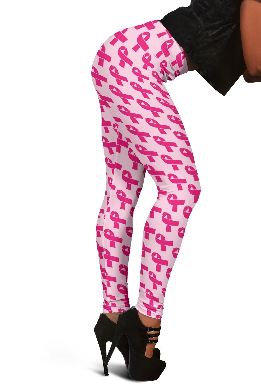 Breast Cancer Awareness Pink Ribbon Print Pattern Women Leggings-grizzshop