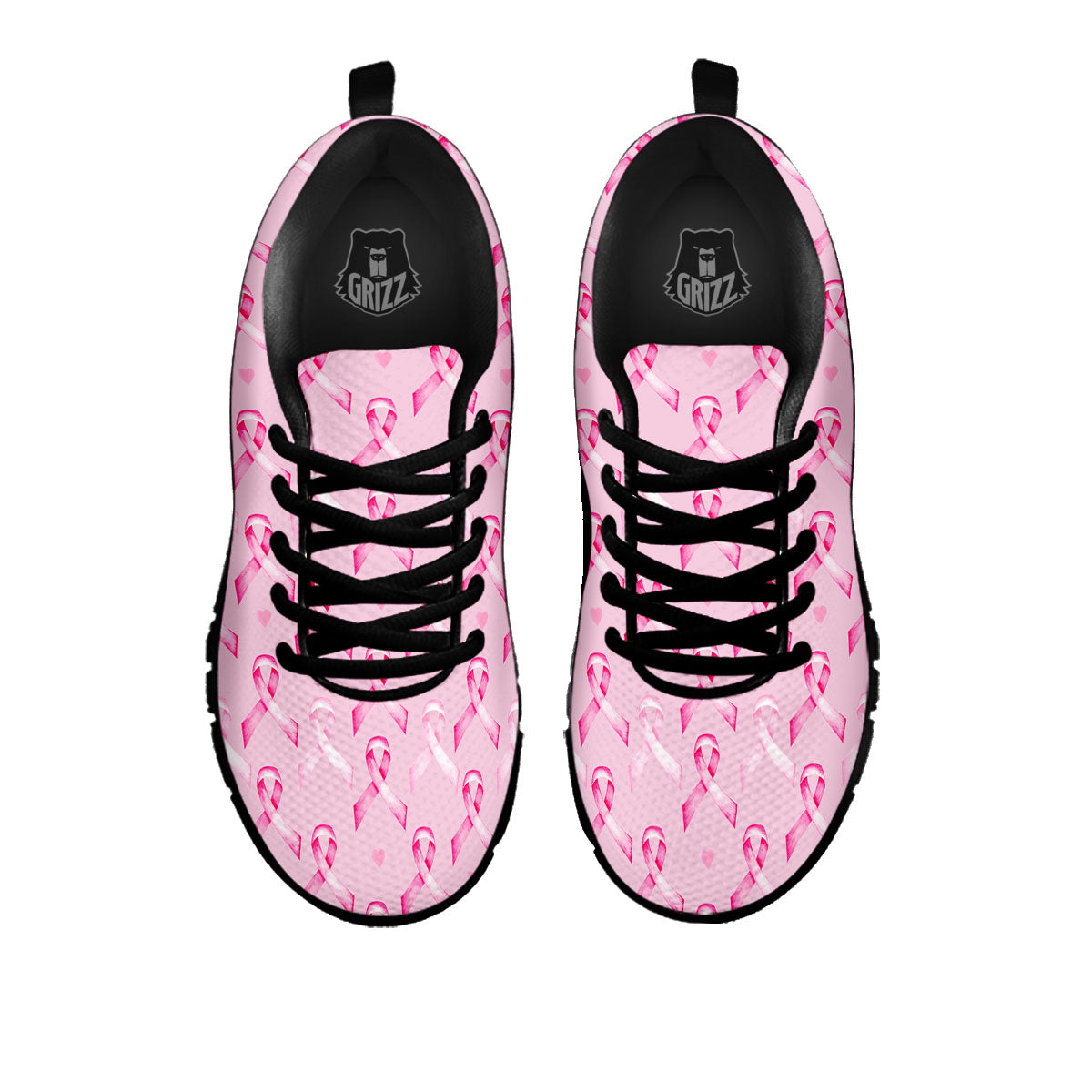 Breast Cancer Awareness Print Pattern Black Sneaker-grizzshop
