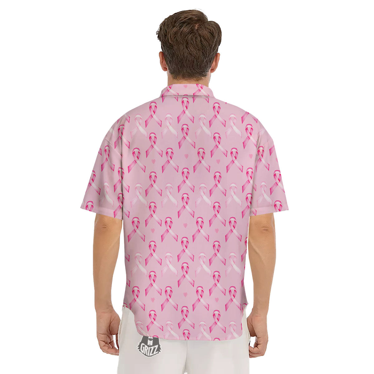 Breast Cancer Awareness Print Pattern Men's Short Sleeve Shirts-grizzshop