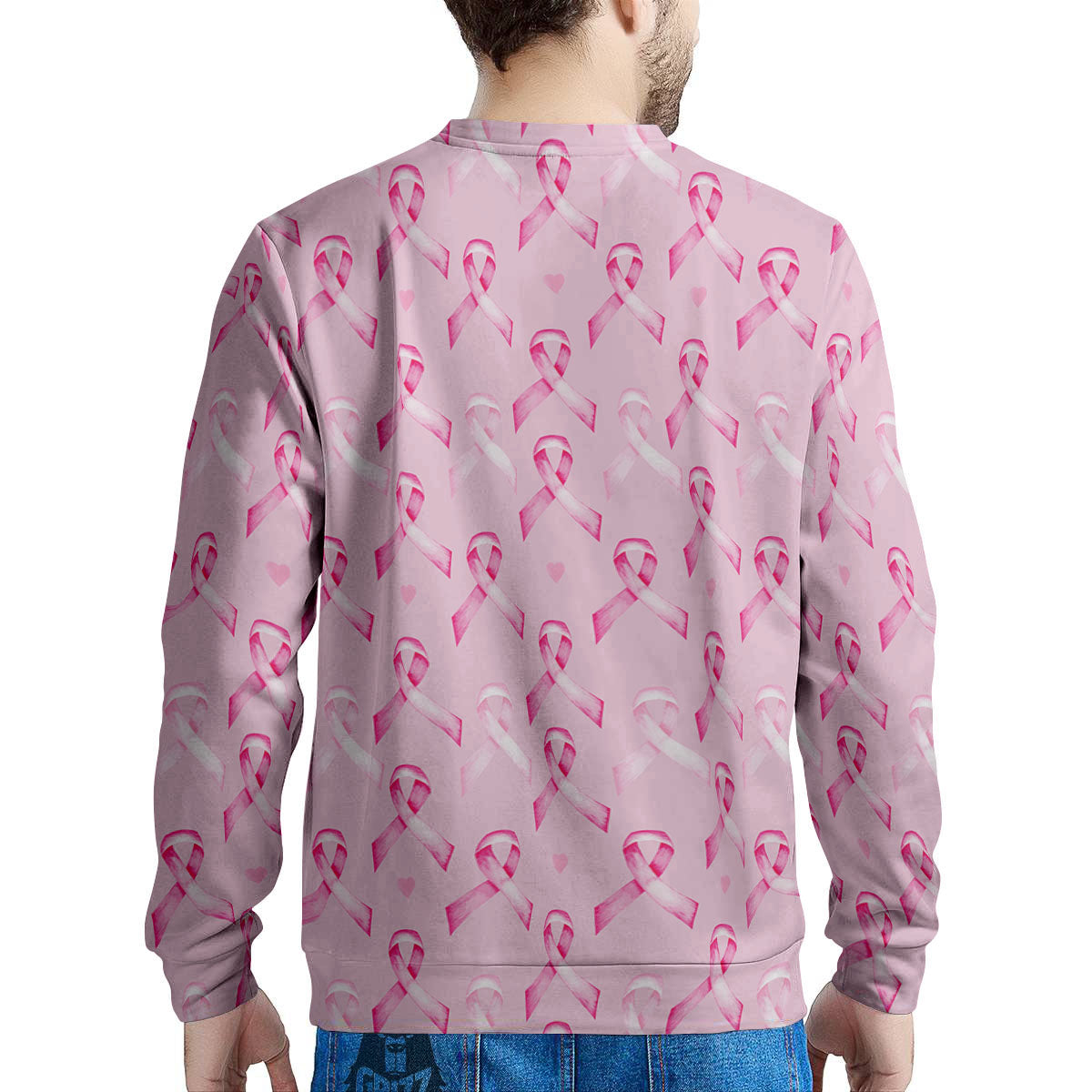 Breast Cancer Awareness Print Pattern Men's Sweatshirt-grizzshop