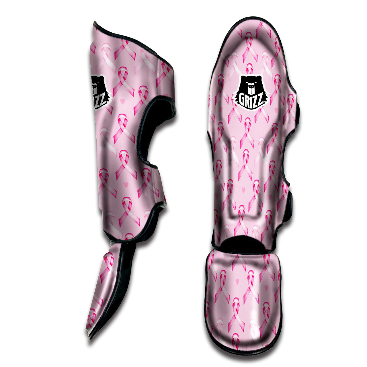 Breast Cancer Awareness Print Pattern Muay Thai Shin Guards-grizzshop