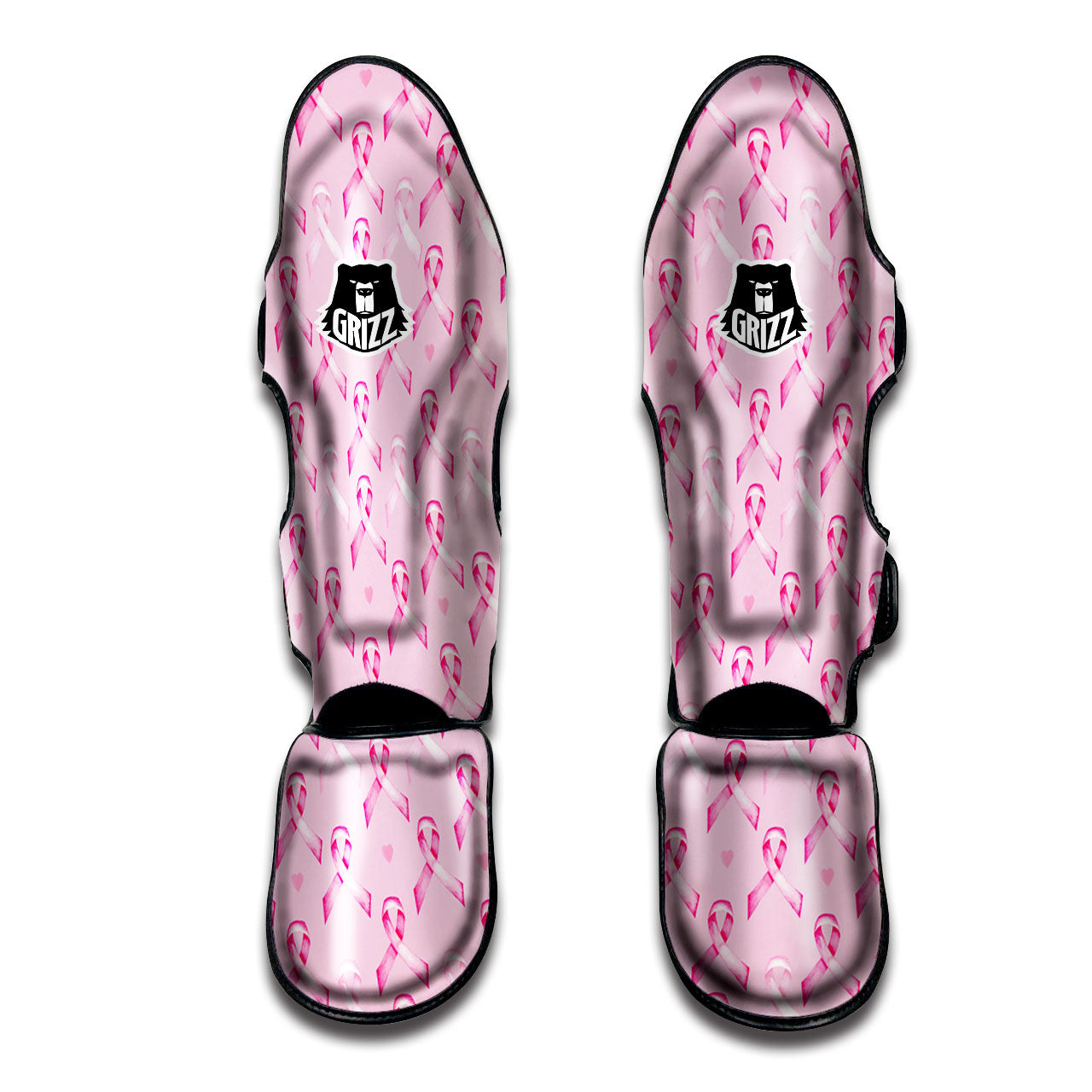 Breast Cancer Awareness Print Pattern Muay Thai Shin Guards-grizzshop