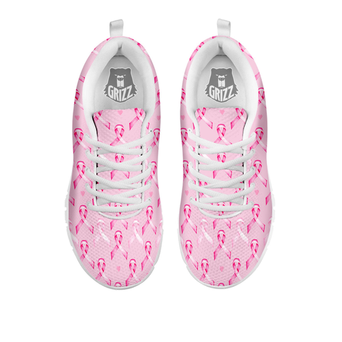 Breast Cancer Awareness Print Pattern White Sneaker-grizzshop