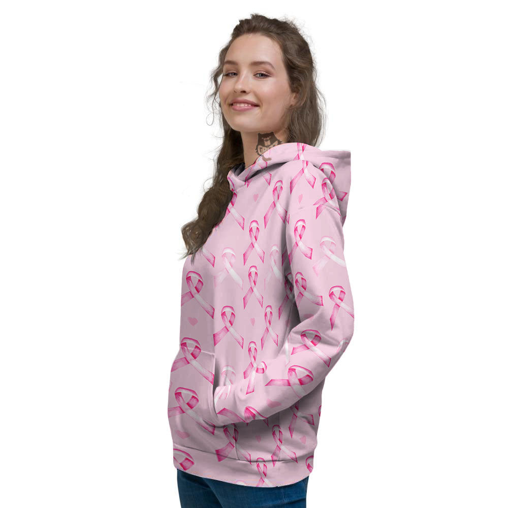 Breast Cancer Awareness Print Pattern Women's Hoodie-grizzshop