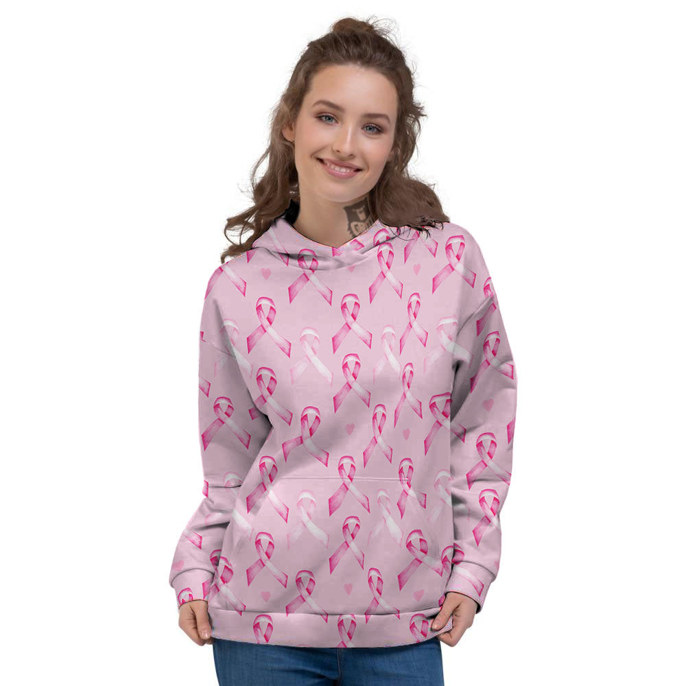 Breast Cancer Awareness Print Pattern Women's Hoodie-grizzshop