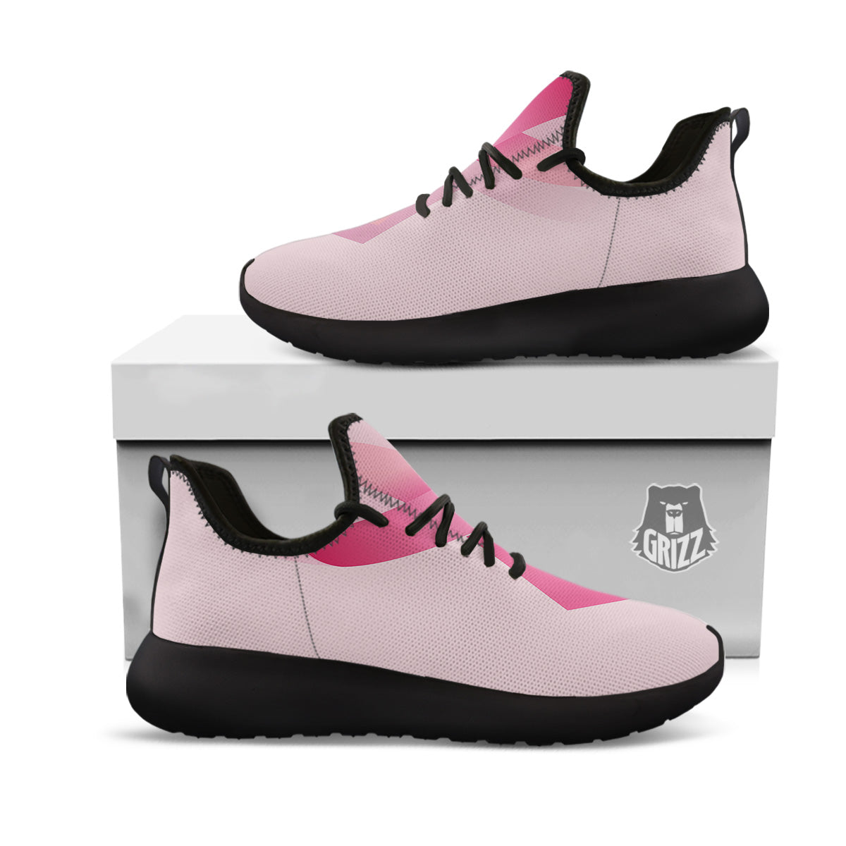 Breast Cancer Awareness Ribbon Print Black Athletic Shoes-grizzshop