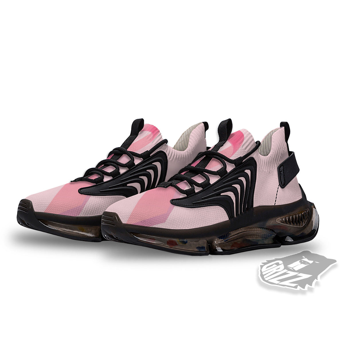 Breast Cancer Awareness Ribbon Print Black Gym Shoes-grizzshop