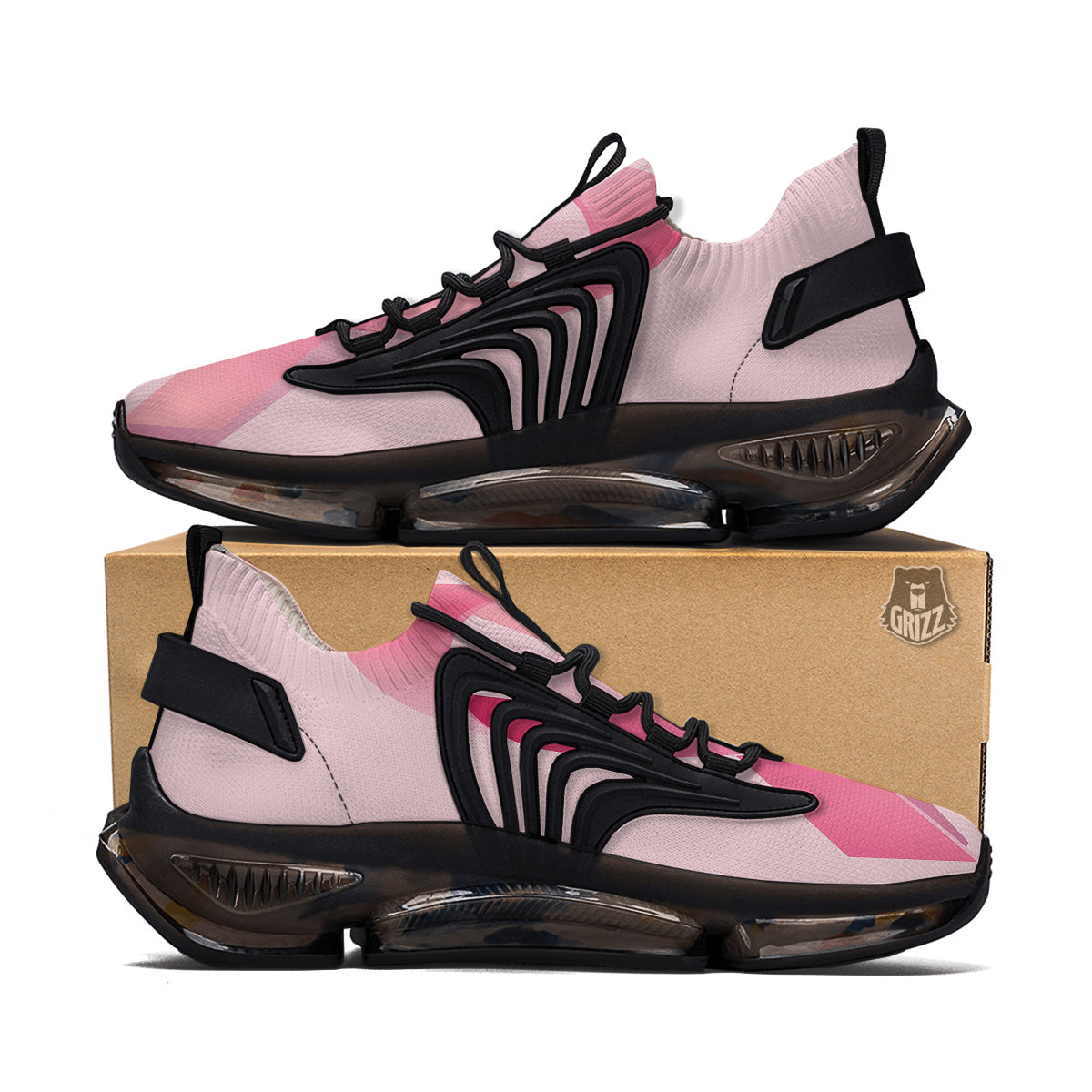 Breast Cancer Awareness Ribbon Print Black Gym Shoes-grizzshop
